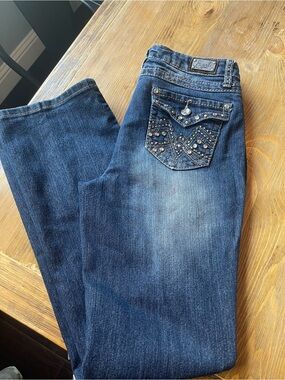 Earl Jeans Embellished Bootcut Jeans | Studded Bling Pockets Y2K Western Size 8